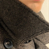 HERRINGBONE BELTED TOPCOAT - Espresso