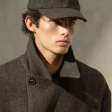 HERRINGBONE BELTED TOPCOAT - Espresso
