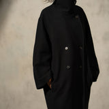 LONG ITALIAN WOOL PEACOAT - Noir