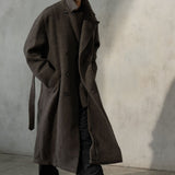 HERRINGBONE BELTED TOPCOAT - Espresso