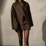 MOHAIR WRAP COAT - Mocha