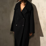 LONG ITALIAN WOOL PEACOAT - Noir