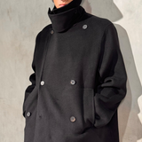 CASHMERE WOOL PEACOAT - Noir