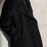 CASHMERE WOOL PEACOAT - Noir