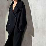 LONG ITALIAN WOOL PEACOAT - Noir