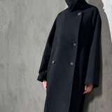 LONG ITALIAN WOOL PEACOAT - Noir