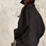 MOHAIR WRAP COAT - Charcoal