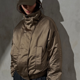 CROPPED SATEEN BOMBER - Taupe