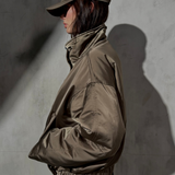 CROPPED SATEEN BOMBER - Taupe
