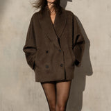 MOHAIR WRAP COAT - Mocha
