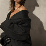 MOHAIR WRAP COAT - Charcoal