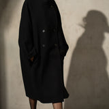 LONG ITALIAN WOOL PEACOAT - Noir
