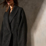 MOHAIR WRAP COAT - Charcoal