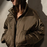 CROPPED SATEEN BOMBER - Taupe