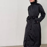 SATEEN BELTED COAT - Noir