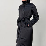 SATEEN BELTED COAT - Noir