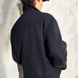 ITALIAN WOOL ZIP JACKET - Noir