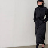 SATEEN BELTED COAT - Noir