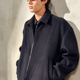 ITALIAN WOOL ZIP JACKET - Noir