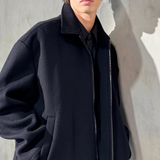 ITALIAN WOOL ZIP JACKET - Noir