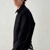 ITALIAN WOOL ZIP JACKET - Noir