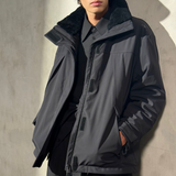 SHEARLING COLLAR TECHNICAL JACKET - Noir