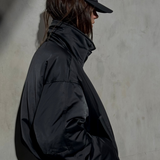 CROPPED SATEEN BOMBER - Noir