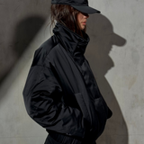 CROPPED SATEEN BOMBER - Noir