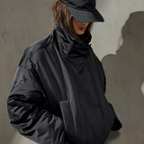 CROPPED SATEEN BOMBER - Noir