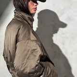 CROPPED SATEEN BOMBER - Taupe