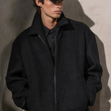 ITALIAN WOOL ZIP JACKET - Noir
