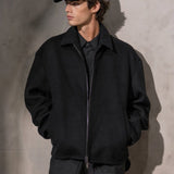 ITALIAN WOOL ZIP JACKET - Noir