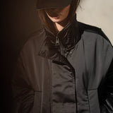 CROPPED SATEEN BOMBER - Noir