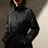 SATEEN BELTED COAT - Noir