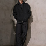 ITALIAN WOOL ZIP JACKET - Noir