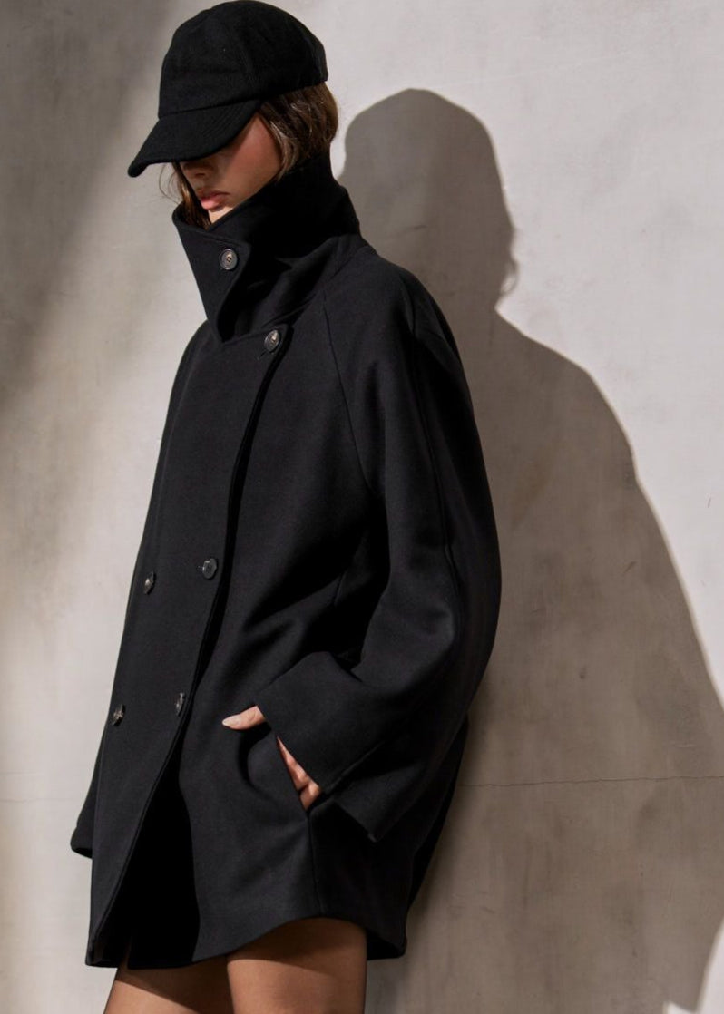 ITALIAN WOOL PEACOAT – Noir