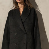 MOHAIR WRAP COAT - Charcoal