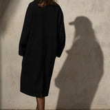 LONG ITALIAN WOOL PEACOAT - Noir